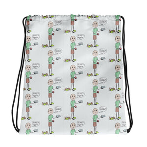 Ike's Puppy "interesting Day" Patterned Drawstring bag