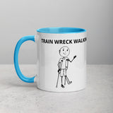 "TRAIN WRECK WALKING" Ike on Crutches Mug with Color Inside